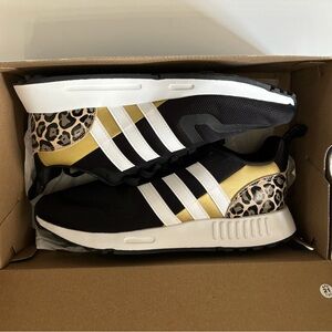Adidas MULTIX Black/Leopard Print Sneakers Women's 8.5